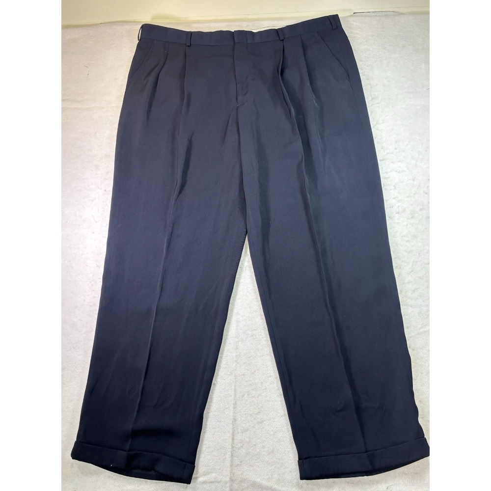 Alexander Julian Colours Men's 42x30 Dress Pants Navy Pleated Front Cuffed
